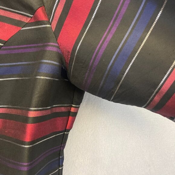 TALBOTS Silk Holiday Blouse Size 16WP 16P Petite Striped Sparkly Button Up Top - Picture 9 of 14